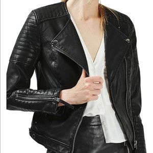 Topshop Faux Leather Moto Biker Jacket